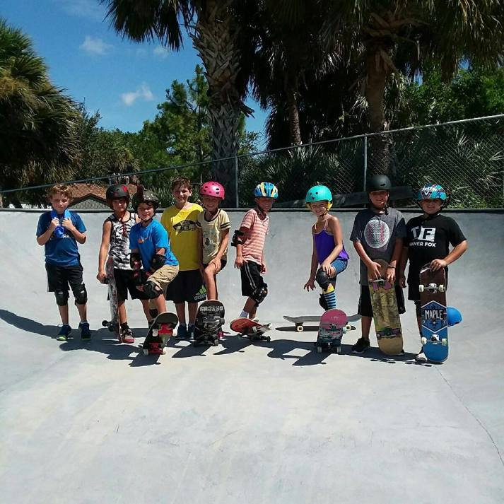 Group of kids with skateboards
